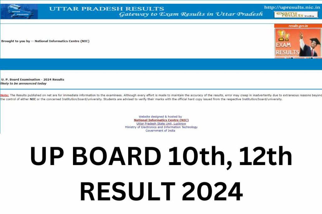 UP Board Result 2024, UPMSP 10th, 12th Marksheet Download